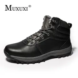 Высококачественная натуральная кожа зимние Армейские Ботинки Ботильоны на шнуровке теплые зимние мужские Footwea обувь