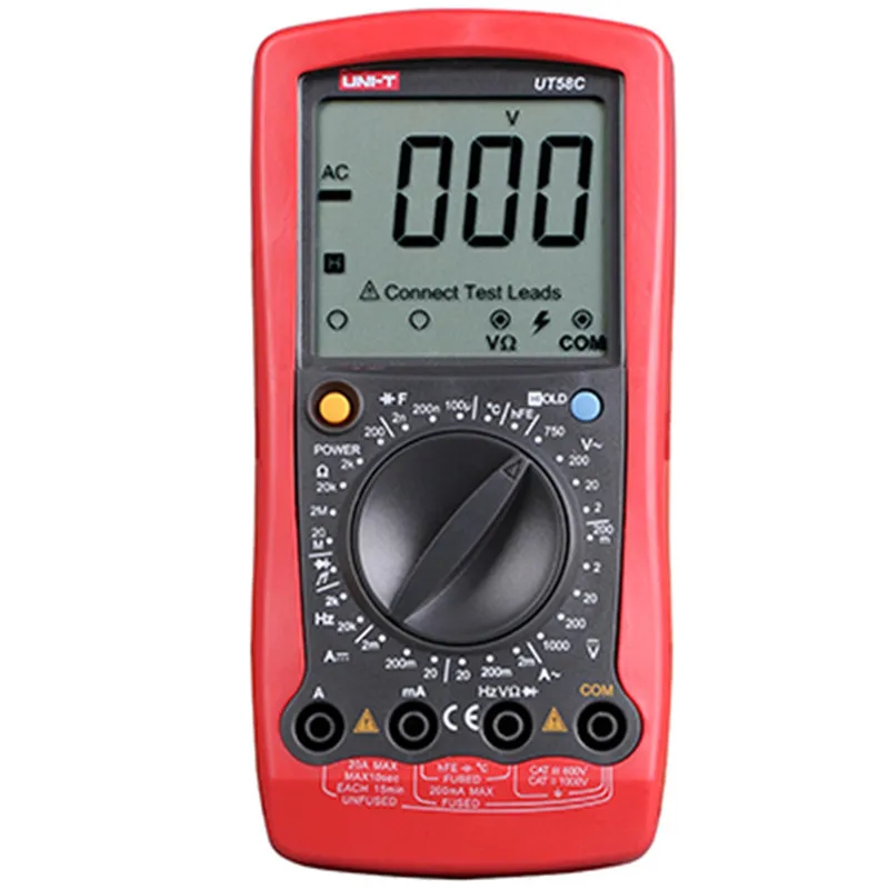 

UNI-T UT58C Digital Multimeters Full LCD Display AC/DC Voltage Current Resistance Temperature Frequency Capacitance Tester