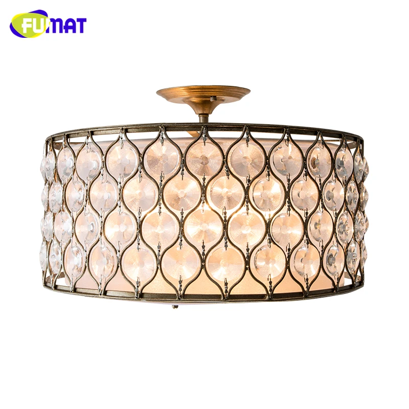 

FUMAT K9 Crystal Chandelier Metal Lights European Style Vintage Crystal Lamp For Living Room Dining Room LED Lustre Chandeliers