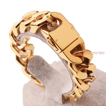 

20mm Mens Chain Boys Big Curb Link Gold/Silver/black Color 316L Stainless Steel Bracelet Heavy Huge Wholesale Jewelry