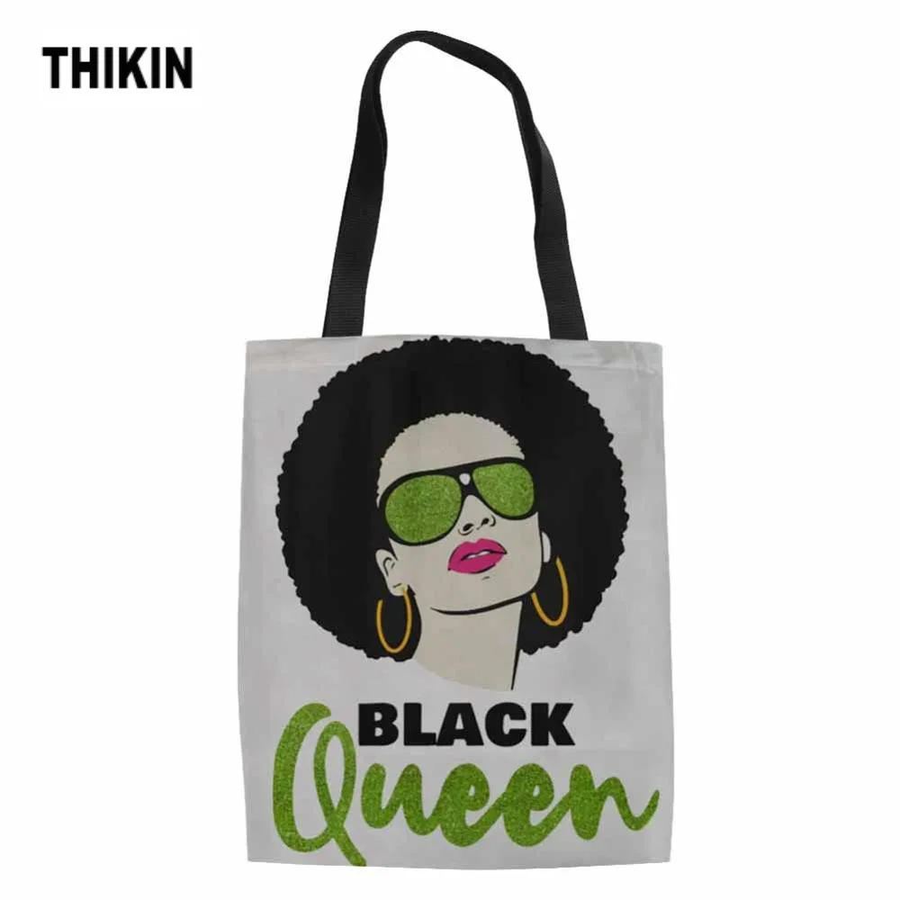 THIKIN в этническом стиле женские хозяйственные сумки Черная Королева АФРИКАНСКАЯ ДЕВУШКА печать сумка на плечо для подростка Девушки Пляжные сумки на заказ