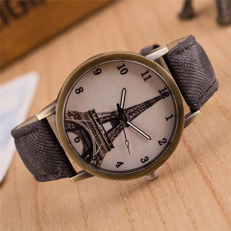 Fashion Women Watches Retro Iron Tower Cowboy Leather Band Analog Quartz Watch Wrist Watch Relogio Feminino #AP28 (20)