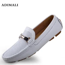 Calca masculina Mens Casual Shoes Deslizamento de Couro Genuíno Em Sapatos Da Marca de Moda Verão Homem Suave