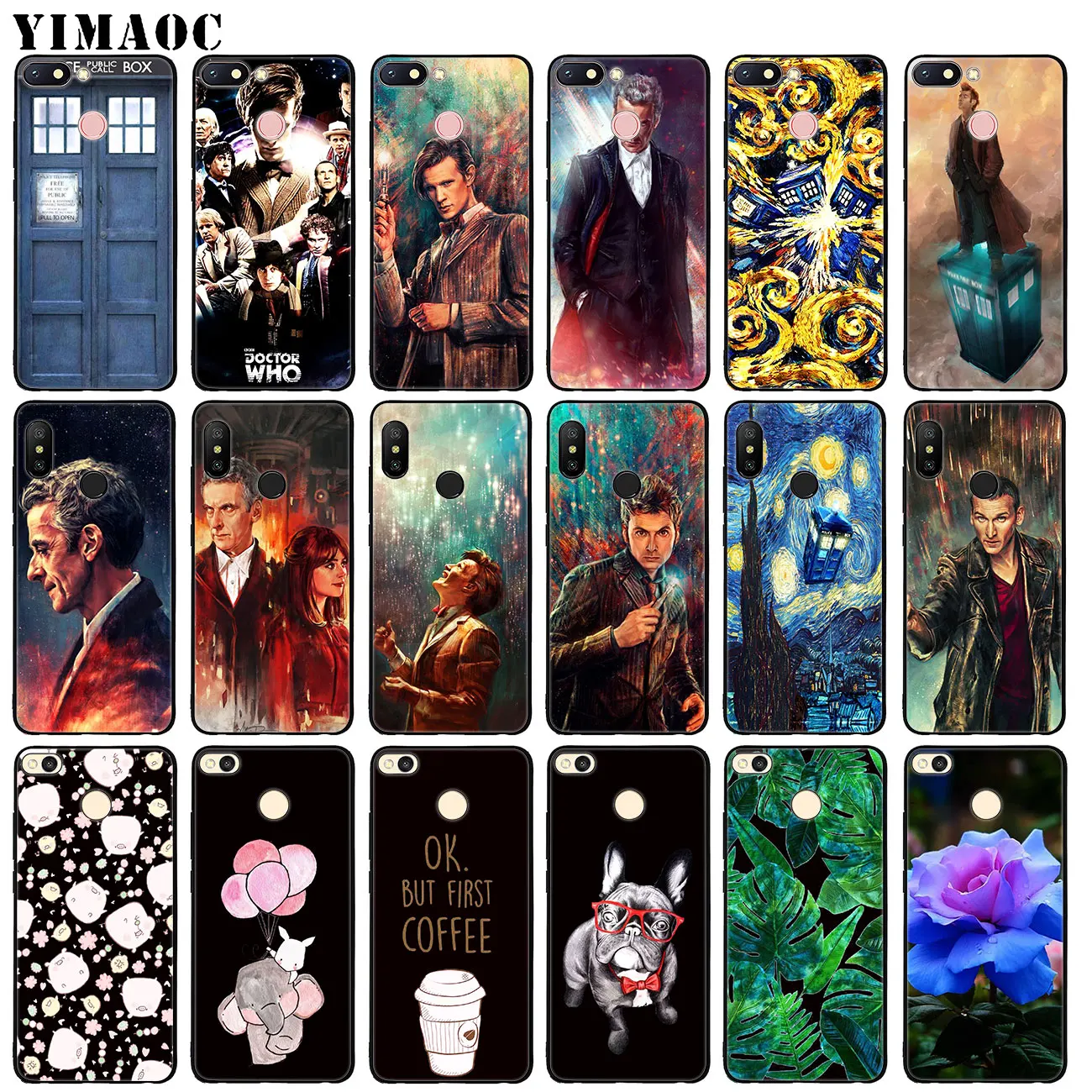 

YIMAOC Tardis Box Doctor Who Soft Silicone Case for Xiaomi Redmi K20 Pro 6A 7A Note 8 7 5 6 Pro Mi Black flower TPU Cover