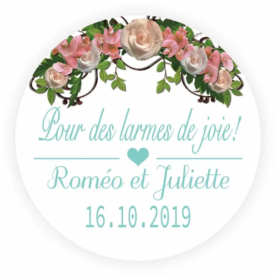 

DouxArt 100pcs 40mm Custom Personalized Stickers Wedding Seals - Pour des larmes de joie, Party Communion Labels V1340
