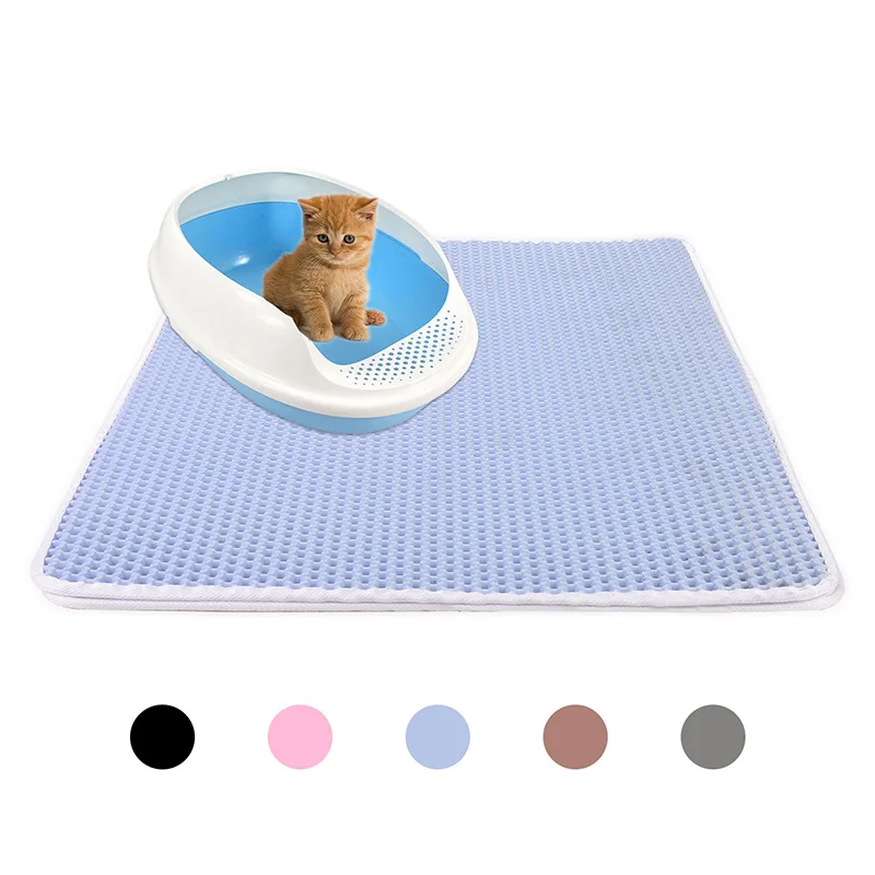 Двухслойный коврик для кошачьего туалета, коврик для кошачьего туалета, водонепроницаемый коврик для кошачьего туалета, нескользящий коврик для кошачьего туалета - Цвет: Light Blue