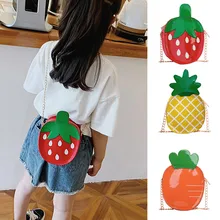 Сумки из искусственной кожи высокого качества из искусственной кожи, для детей, милая сумка-мессенджер с фруктами, сумка-кошелек для детей#522