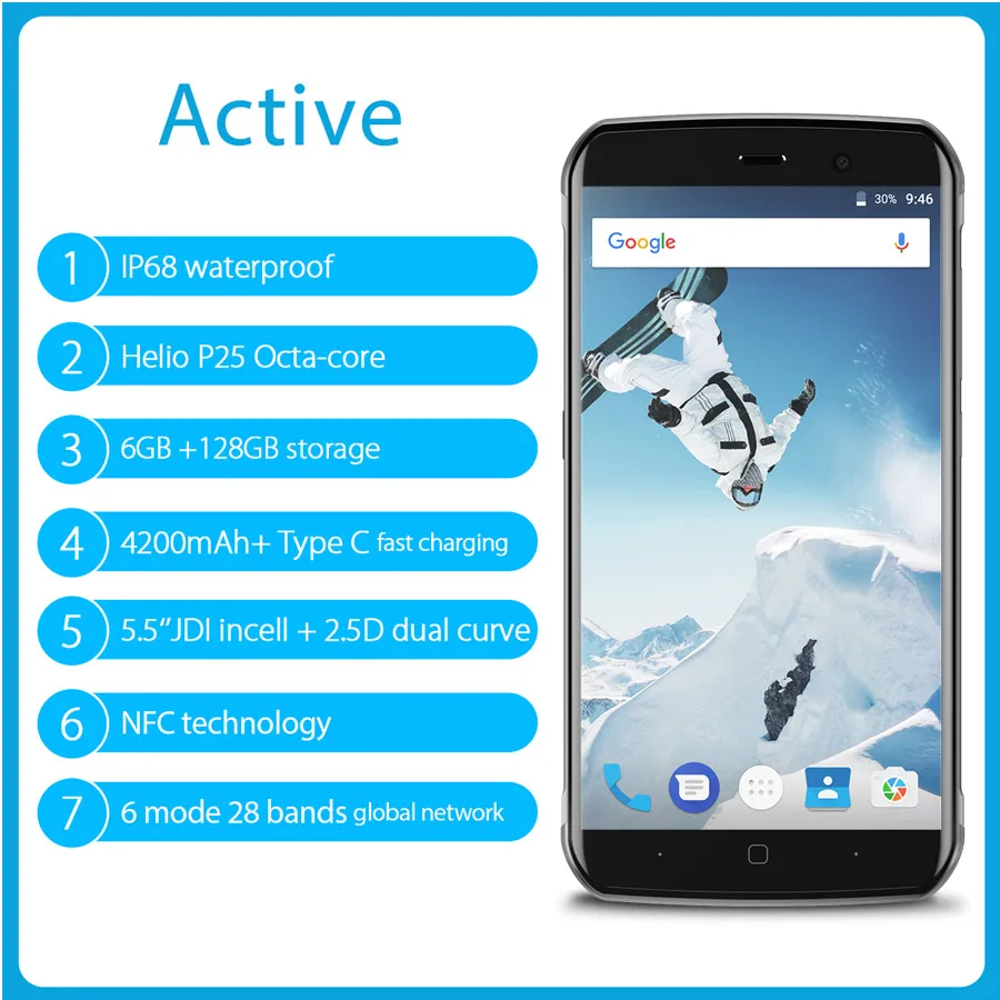 Оригинальный Vernee Active LTE Helio P25 Octa Core 5 &quotFHD Android 7 0 6 ГБ ОЗУ 128 Гб ПЗУ 4200 мАч