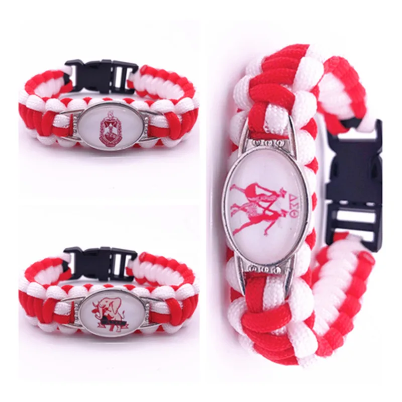 

Custom Greek Letters Delta Sigma Theta Sorority Charm Paracord Survival Braceles & Bangles For Man And Woman 1PCS