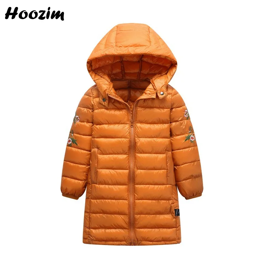 

Fashion Embroidery Floral Coat Children Winter Long Jacket For Girls 4-11 Years Autumn Red Cotton Parka Kids Nice Girls Clothing