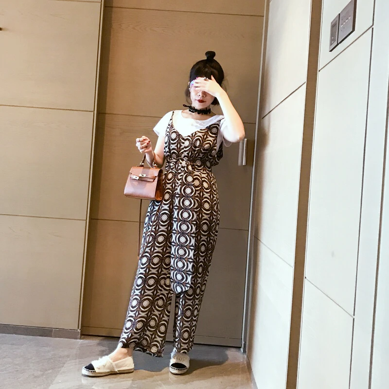 2017 a Primavera Eo Verão Novo Produto Impressão Calças Perna Larga Camisola