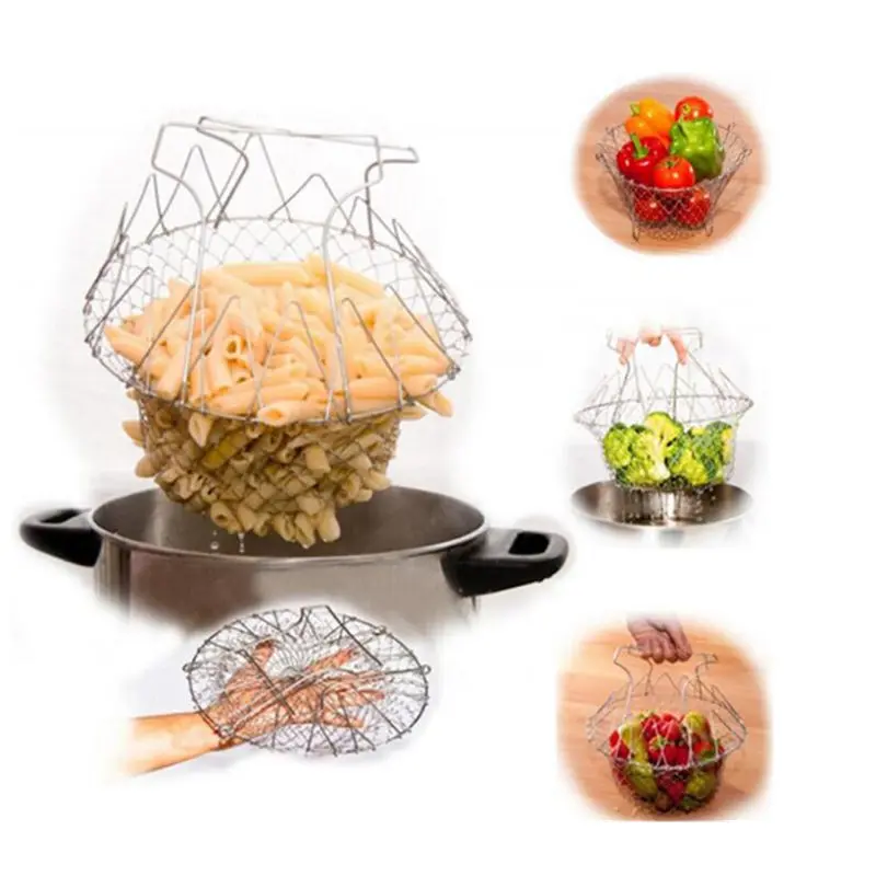 Multifunction Magic Stainless Steel Strainers Baskets,Foldable Mini Fry