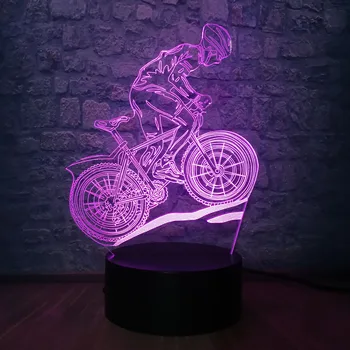 

Sport Ride Bike Man Acrylic Night Light LED 7 Colors USB 3D Illusion Table Lamp For Home Decorative Luminar As Kids Toy Boy Gift