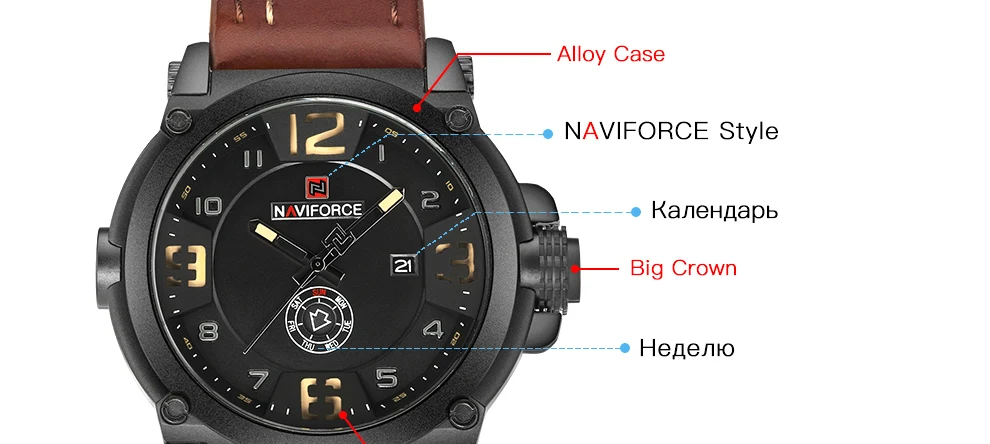 Naviforce Для мужчин творческий роскошные кварцевые часы Мода Спортивные часы Для Мужчин's Водонепроницаемый Наручные часы верхней части мужской Relogio Masculino