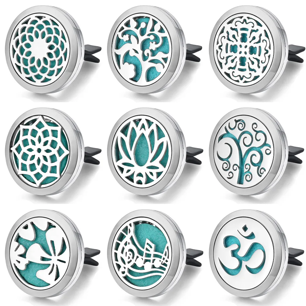 

Silver Color 30mm Magnetic Car Vent Clip Freshener Essential Oil Car Diffuser Locket with 5pcs Pads