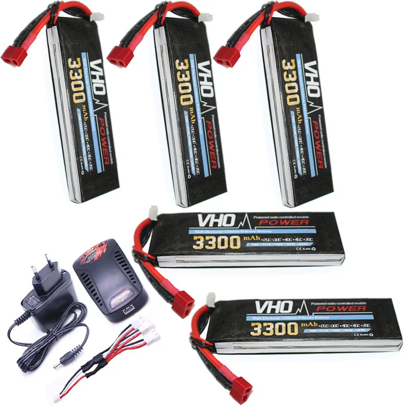 

7.4V 3300mAh 30C RC Drone LiPo battery 5pcs 2S and EU charger For RC Airplane Helicopter Quadrotor Truck Li-ion battery