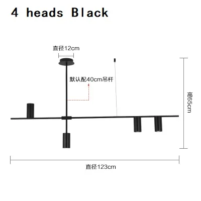 Скандинавские креативные цилиндрические металлические роскошная люстра линия чистый светильник-люстра в виде подсвечника дизайнер luminarias Лофт светильники - Цвет абажура: 4Heads Black