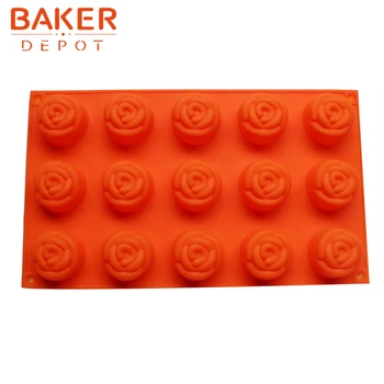 

silicone chocolate mold rose silicone mold for cake baking 15 lattices jelly dessert ice cube tray flower handmade soap tool