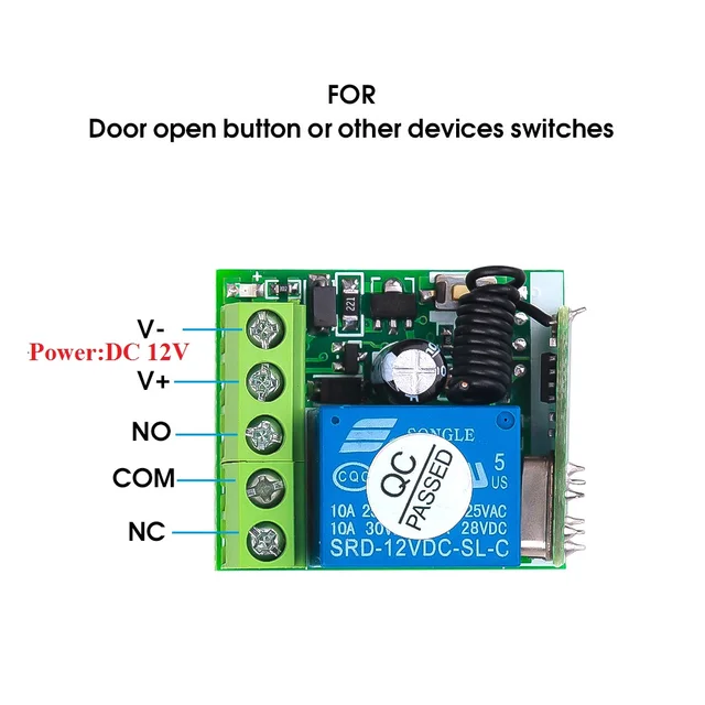 433 Mhz Universal Wireless Fernbedienung Schalter Dc 12v 1ch Relais  Empfänger Modul und RF Sender Elektronisches Schloss Diy