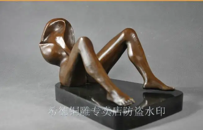 

Art Deco Sculpture Abstract Woman Figure Erotic Bronze Statue Signed