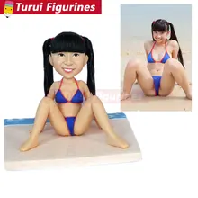 Приморская девушка с купальным костюмом песок и морской пляж на заказ bobblehead фигурки полностью ручной работы подарок для нее