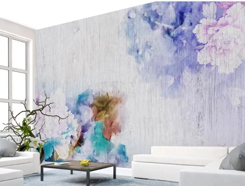 Настенная роспись 3 д цветок обои на заказ Настенная картина гостиная спальня декор, фотообои абстрактная вода настенная живопись