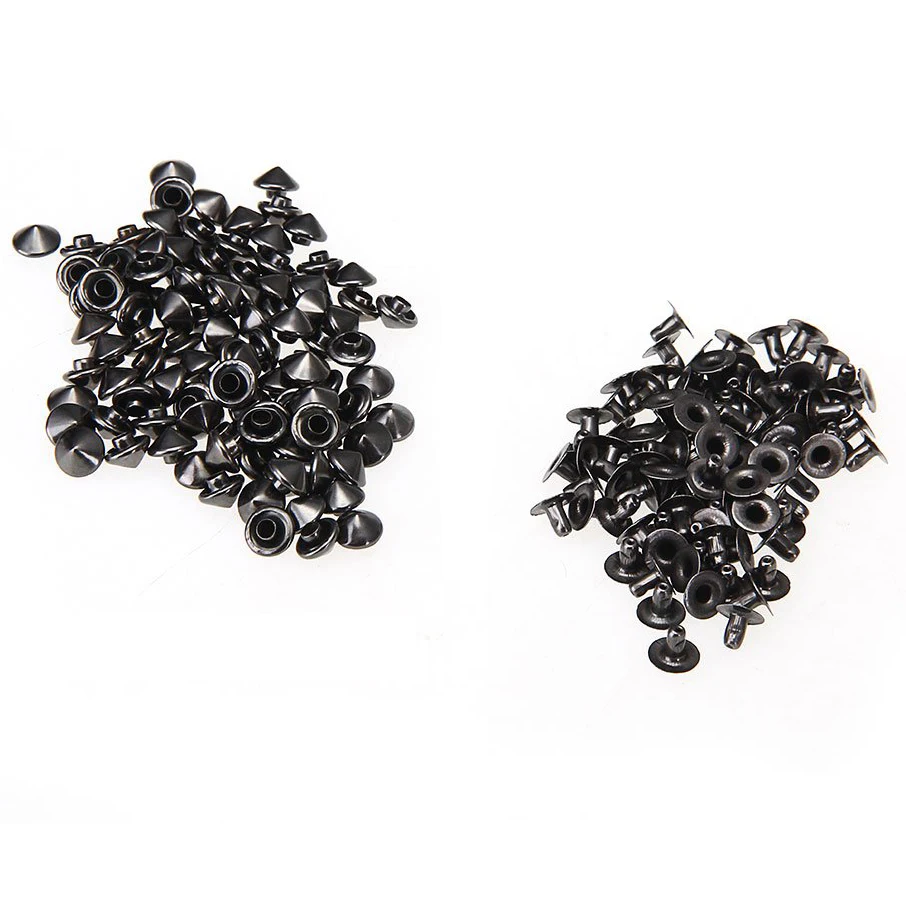 100 Iron Black Conical Rivet Screw Studs 6mm for Jewelryjewelry