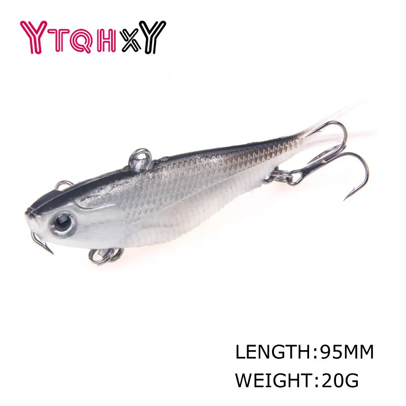 YTQHXY 1Pcs/lot New Hard VIB Lures Hot Crakbait Lifelike Fishing Wobber 95mm 20g Floating Bait Treble Hooks Sinking Tackle WQ33 - Цвет: E