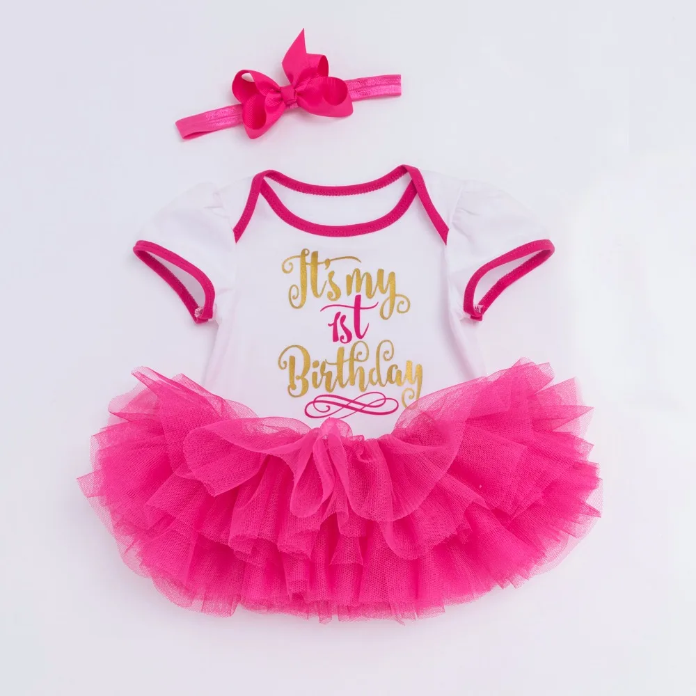 

YK&Loving Summer girl baby clothing set one 1 year kids black white short sleeve brithday party primary pink red dress horse