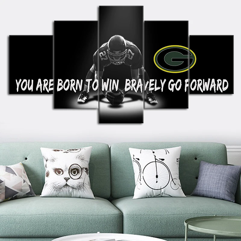 

Canvas HD Print Picture Wall Art 5 Piece Green Bay Packers Rugby Sports Poster Living Room Decoration Modular Frame