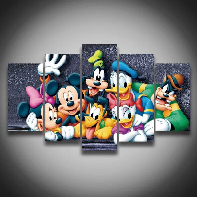 Printed-Cartoon-Donald-Duck-Mickey-Mouse-dog-animal-painting-5-panel-walls-decoration-on-canvas-Canvas.jpg_.webp_640x640