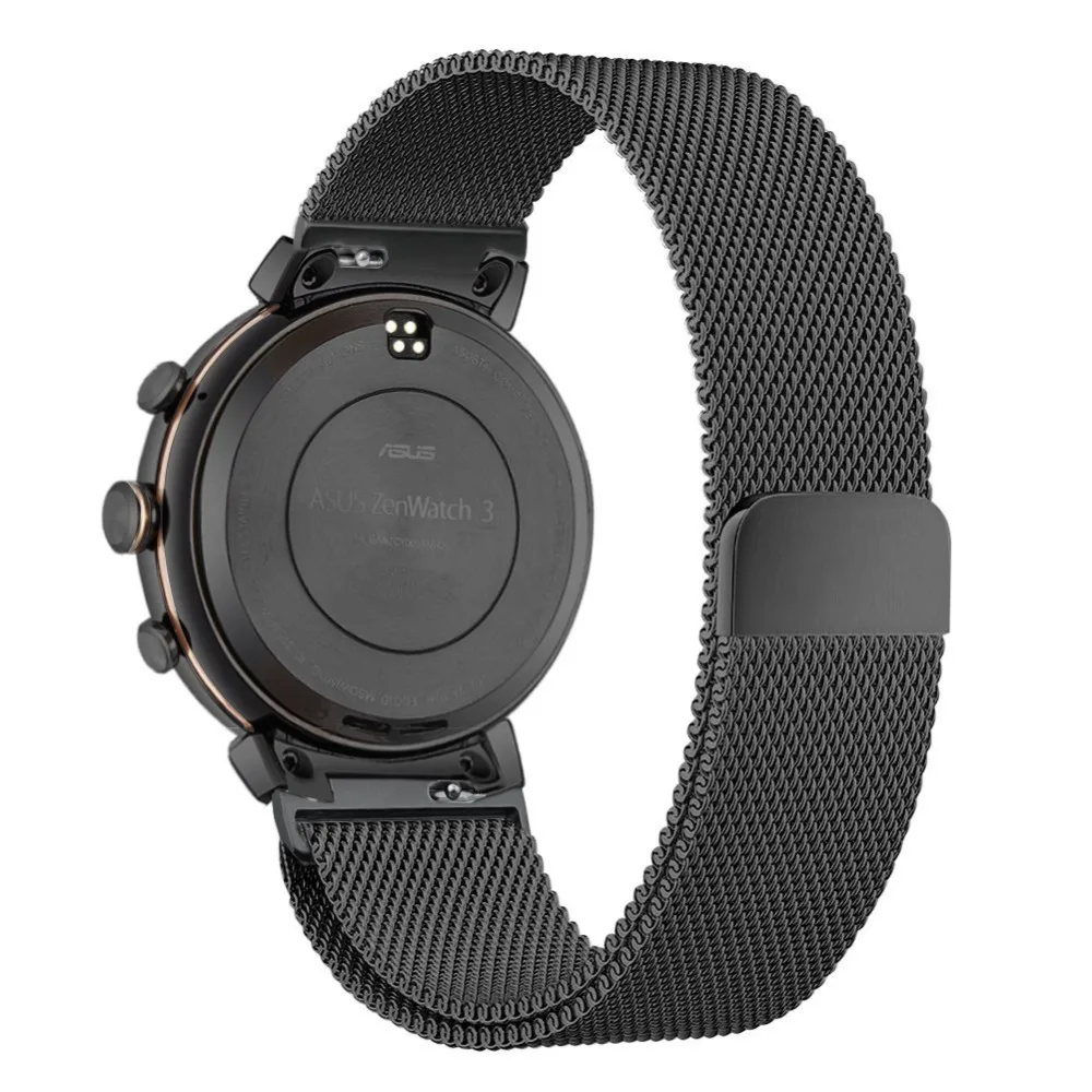 Cena Najlepsza milanese loop band dla Asus Zenwatch 3 magnetyczna ssąca bransoletka zamienna Watchband akcesoria czarny srebrny złoty
