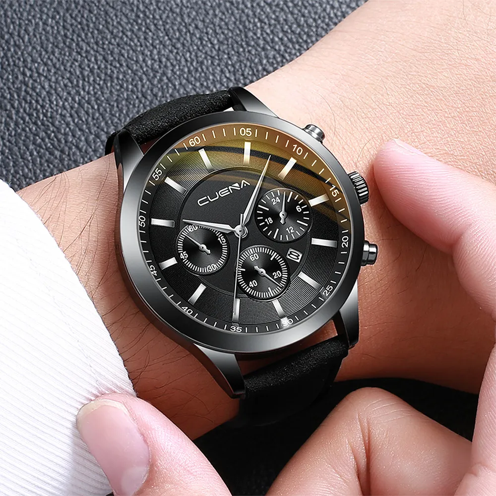 

Best Selling Men Watches Simple Dial Quartz Wristwatch Movement Business Clock Different Color Leather Strap Reloj Hombre@50