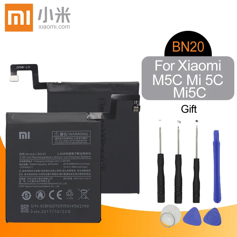 

Xiao Mi Original BN20 Replacement Phone Battery High Capacity 2810mAh For Xiaomi M5C Mi 5C Mi5C Genuine Li-ion + Free Tools