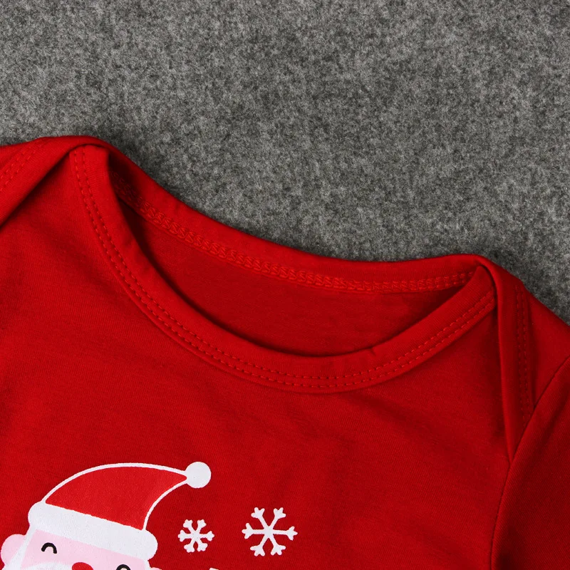 Новинка года; Рождественский комбинезон красного цвета с буквенным принтом для новорожденных мальчиков и девочек; зимние длинные штаны в полоску для малышей; комплект одежды