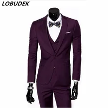 jacket pants male gentleman font b suit b font spring autumn 2piece set slim jacket