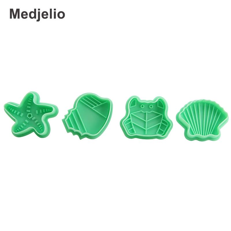 Medjelio 4 шт./компл. океан тема силиконовые формы для печенья 3D оболочки краба звезды раковины бисквитный торт Mold DIY выпечки Инструменты