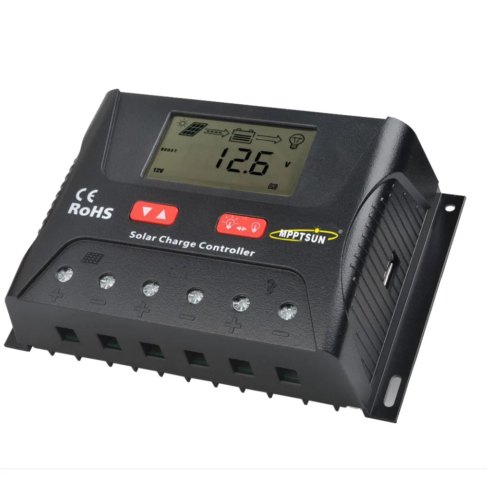 

60A/50A/40A / 30A 12V 24V Solar Charge Controller Lithium / Colloid / Lead Acid General Solar Panel Photovoltaic Controller LCD