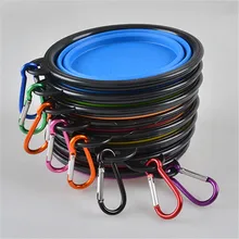 New Fashion Pet Dog Feeders Bowl  Black Box Folding Silicone Pet Bowl Portable Dog Bowl Tableware with Mountaineering Buckle