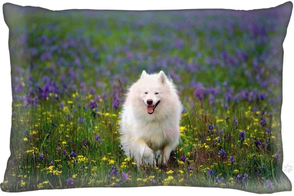Новая Заказная наволочка для собак Samoyed прямоугольная Подушка на молнии чехлы