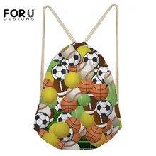 FORUDESIGNS/Модная Сумка на шнурке с 3D принтом мячей, полиэстер, Подростковый рюкзак, унисекс, дорожная сумка для хранения упаковки