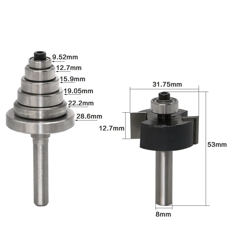 Kaufen 1 stücke Rabbet Router Bit mit 6 Lager Set 1 2 \