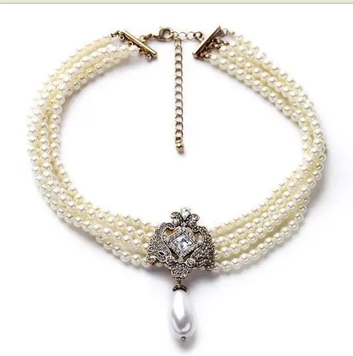 

Noble Multilayer Beads Chain Romantic Choker Necklace Simulated Pearl Necklace Fashion Jewelry