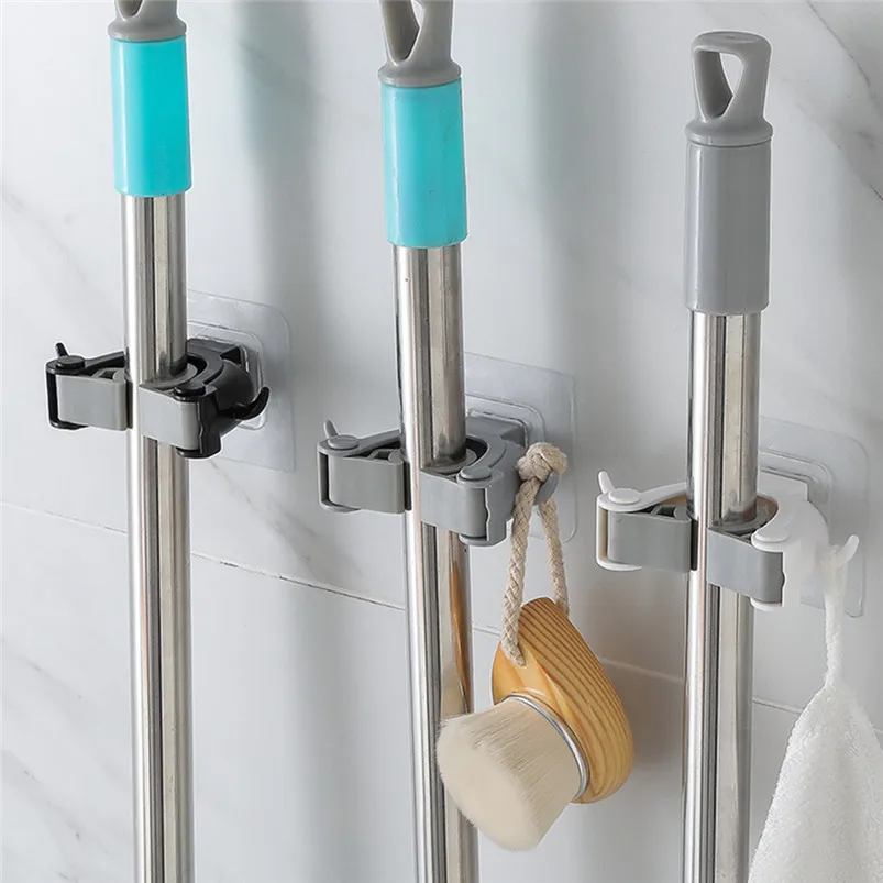 Nueva percha gancho de pared Mop montada en Organizador titular colgador cepillo escoba Rack de almacenamiento gancho de Cocina de alta calidad Cocina 40JY25