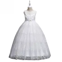 Cute Baby Girls Princess Dress Girls Children Sleeveless Lace Embroidered Long Dress Kids Elegant Party Tutu Dress 4-14 Years 1