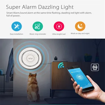 

NEO Coolcam Wifi Siren Alarm Sensor and App Notification Alerts,No Hub Required Plug And Play,Compatiab Alexa Echo Google Home