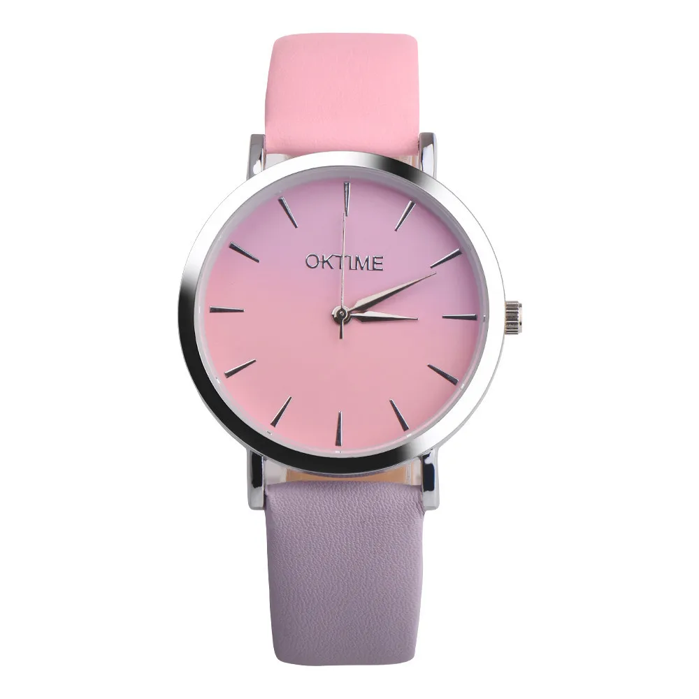 

2019 Women Fashion Luxury Watch Ladies Retro Gradient Rainbow Design Leather Band Analog Alloy Quartz Wrist Watch montre femme