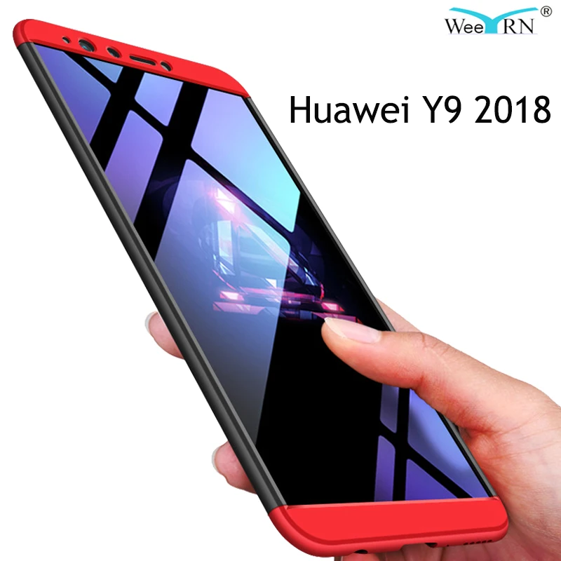 3-в-1 ПК чехол на for Huawei Y9 жесткий полный чехол 360 на для Хуавей y9 полная защита корпуса анти-шок Жесткая чехол на for Huawei Y9 чехол