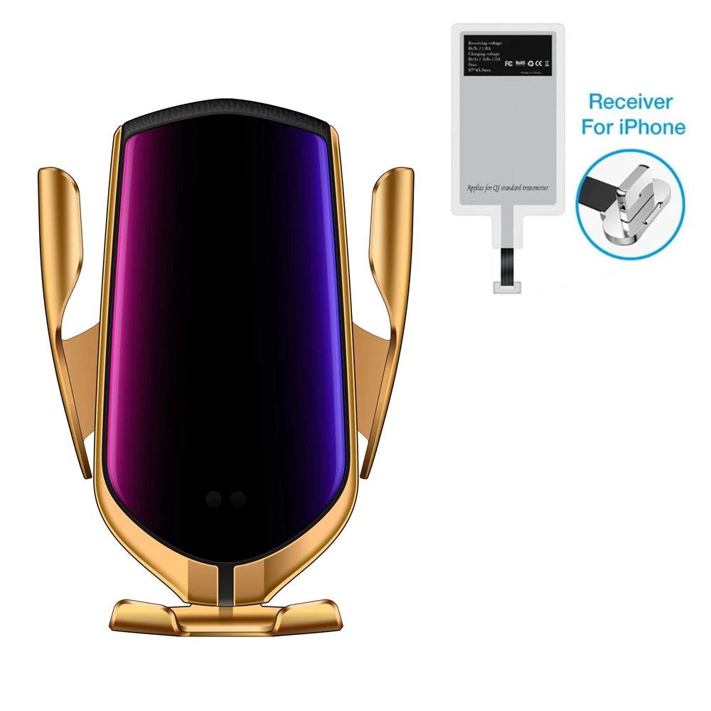 Automatic Air Vent Holder Clamping Wireless Car Charger for iPhone XR/XS/XSMAX/X/8 Fast Wireless Phone Charger for Samsung S9