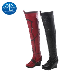 

MANLUYUNXIAO New Arrival Women Batman Arkham Knight Cosplay Harley Quinn Cosplay Boots Women Cosplay Boots For Halloween